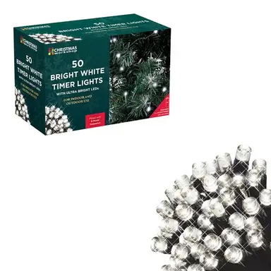 Christmas Workshop 50 LED Battery Op Timer Lights - White