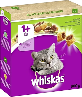 Whiskas Kartontrocken 1+ mit Lamm, 800 g