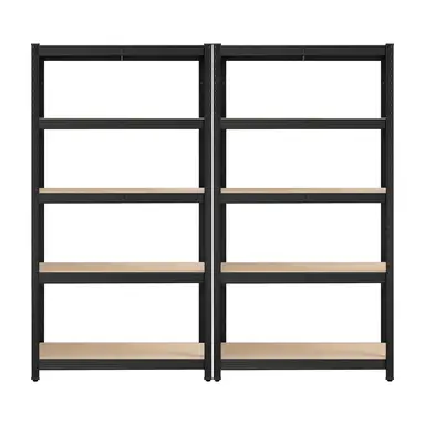 SONGMICSHOME  5-Tier Shelving Units Set of 2, Steel Shelving Unit for Storage, Garage, Shed, 30 x 75 x 150 cm, Black