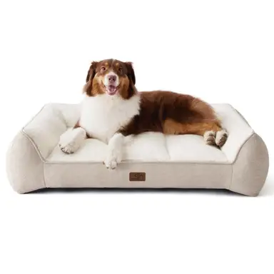 [Ab €19,99] BEDSURE Haustiersofa, einfarbig, große Ausführung, Hundesofa, Sand Beige, 89 x 63 x 20 cm, Größe L