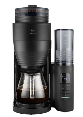 Melitta AromaFresh II Grind & Brew Pro Glass Jug, Filter Coffee Machine with Grinder, Black - 1030-01