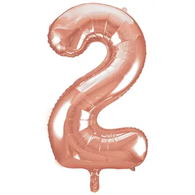 Unique Party Giant Number 2 Balloon, Rose Gold, 86cm