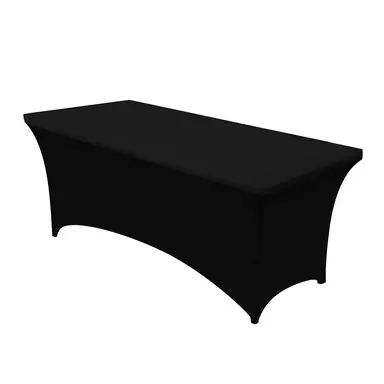 Spandex Table Cloth 1pc [6FT] Tight, Fitted, Washable and Wrinkle Resistant Stretch Rectangular Patio Table Cover for Event, Wedding, Banquet & Parties [183Lx76Wx76H] cm,Black