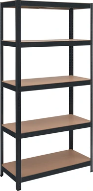 Starcko zwaar opbergrek - zwart - 180 x 90 x 40 cm - 5 planken van MDF - draagvermogen 175 kg per plank