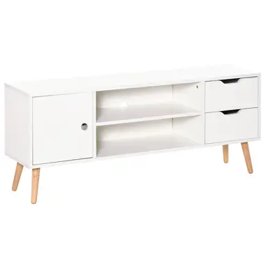 HOMCOM TV Unit Scandi 2 Drawers White/Oak Effect L:120cm