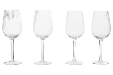 Maison by Premier Fluted Design Set of 4 Wine Glasses, Stylish Glassware, Premium Drinking Glasses For Special Occasions