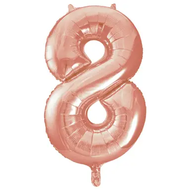 Unique Party Giant Number 8 Balloon, Rose Gold, 86cm