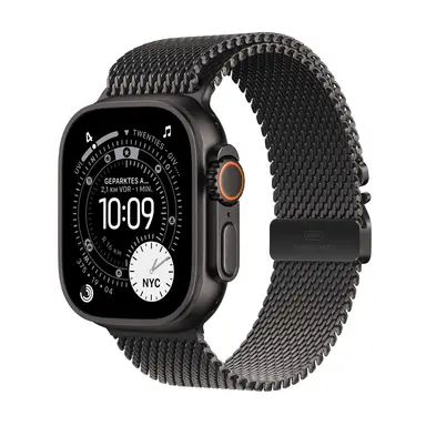 APPLE Watch Ultra 3 GPS + Cellular 49mm Schwarzes Titangehäuse mit Schwarzem Mailänder Armband - Groß
