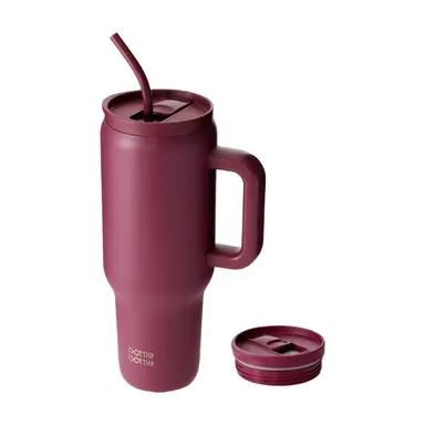 Bottle Bottle 40oz Tumbler with Straw and Lid, Insulated Travel Mug, 1180ml Stainless Steel Car Coffee Cup with Handle for Gifts, Parties, Office (Red)