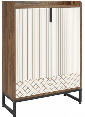 Tribesigns Schuhschrank mit 2 Türen, 5 Ebenen, für bis zu 25 Paar Schuhe, Weiß mit goldenem Metallrahmen, 73 x 35 x 105 cm