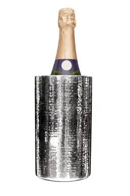 Maison by Premier Hammered Effect Stainless Steel Bottle Cooler, Stylish And Durable Wine Chiller With Textured Finish