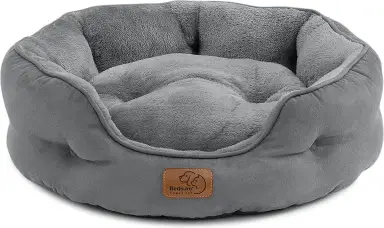Waschbares Katzenbett BEDSURE mit doppelseitigem Innenkissen für Katzen oder kleine Hunde - Größe S - 51x48x15cm - Grau