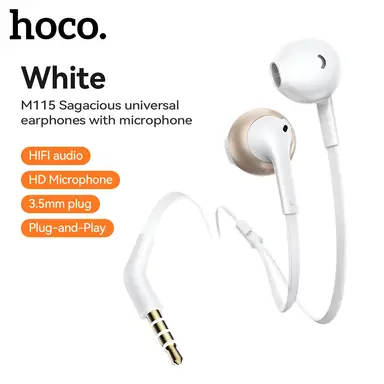 M115 Sagacious Universal Earphones with Microphone - White