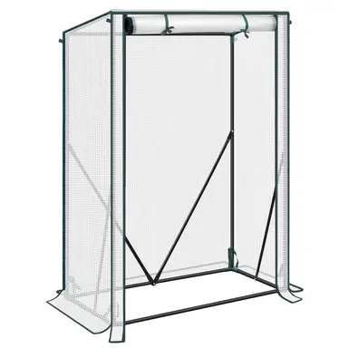 Woltu grünes Gartengewächshaus für Pflanzen, Tomatengewächshaus, aus reißfestem, wasserdichtem PE-Gewebe mit Rolltor, 100 x 50 x 150/136 cm, weiß