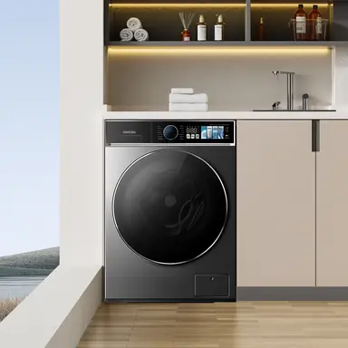 coocaa 12 kg Galaxy A7 Serie Frontlader-Waschmaschine, BLDC-Inverter-Motor, A-30% Klasse, Bakterienentfernungssystem, Dampfwäsche, Schnellwäsche 15 Min., Kindersicherung, 14 Programme, Endzeitvorwahl, Baby Care, Anti-Haustierhaare [Energieeffizienzklasse A] F124A7ZBC0