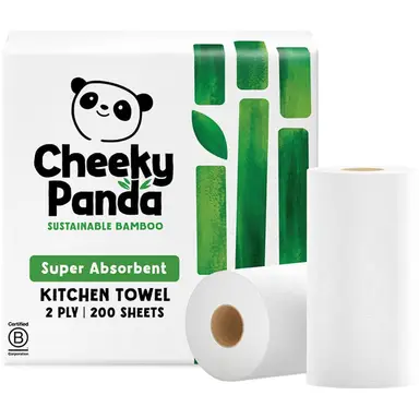 The Cheeky Panda Plastic Free Bamboo Kitchen Towel, 2-Ply, 2 Rolls