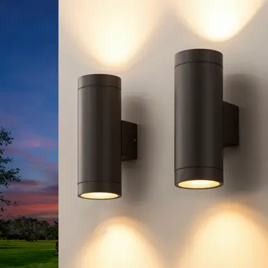 EDISHINE Up and Down Außenleuchte, Anthrazit Wandleuchte Außen, 2er-Set, IP44 wasserdicht, Wandlampe, Außenbeleuchtung für Hauswand, Terrassenbeleuchtung, Balkonlampe, modern, ohne Leuchtmittel