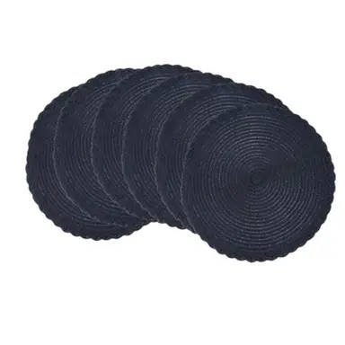 Lot de 6 Sets de Table Ronds Tressés 38cm en Polyester avec Anneau Extérieur à Trois Brins – Noir, Antidérapants Style Nordique, Idéals pour la Maison, la Cuisine et la Table à Dîner, Parfaits pour les Fêtes, Anniversaires, Mariages et Dîners