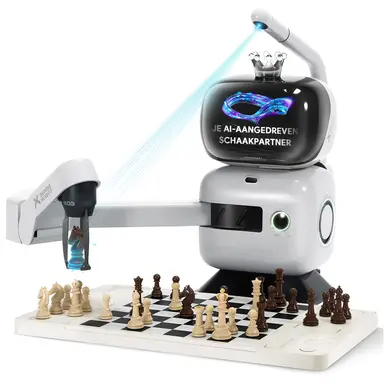 SenseRobot AI Schaakrobot met Robotarm – 25 AI-niveaus, 1200+ Oefeningen, Eindspeltrainer, Klassieke Partijherhaling, Spraakcoaching, Lichess-integratie, App-synchronisatie, Voor alle niveaus