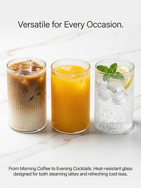 Ju7cer 6sGlass Cups  Tea Glasses Drinking Glasses Coffee Glass Straw6 400ml 6pcs