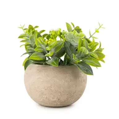 Candlelight Artificial Herb Plant in Stone Effect Pot 12cm