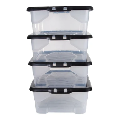 Strata 30L Curve Box with Lid PROMO SET 4-Clear/Black Lid