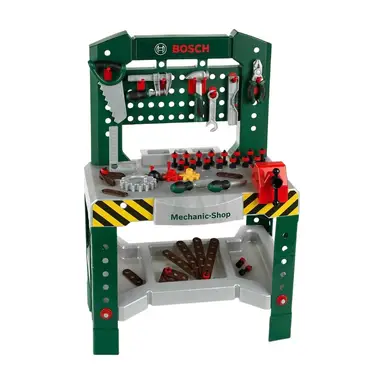 Theo Klein 8574 Bosch Workbench 77-piece | With Screwdriver and Wrench, Pliers, Hammer and More | Worktop with Learning Function | Dimensions: 57cmx35cmx86cm | Toy for Children from 3 Years