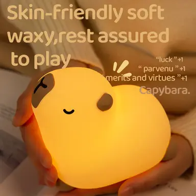 VIVREAL Capybara LED Night Light A028 – Rechargeable, 3-Level Dimming, Type-C Charging, Soft Silicone, ABS & PP