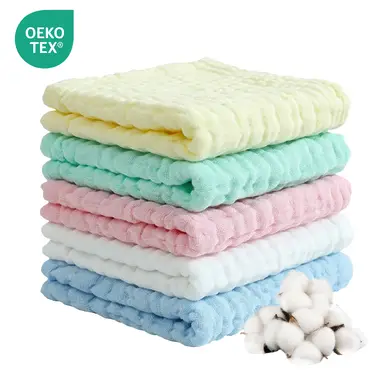 LeBonsoir Towels， 5 Pack Muslin Cloths for Baby， 100% Cotton 6 Layers Absorbent Baby Muslin Squares Cloths for Newborn Boy and Girl， Soft， Breathable and Extremely Absorbent Baby Muslin Burp Cloths， 30*50cm， 5 Pack (Multicolor)