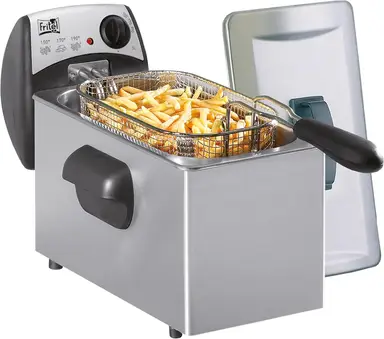 FRITEL Friteuse FR 1355 - Friteuse - 3L - 2200W - Volledig roestvrij staal - Antistofdeksel - Voor 2 tot 4 personen - Alleen voor olie