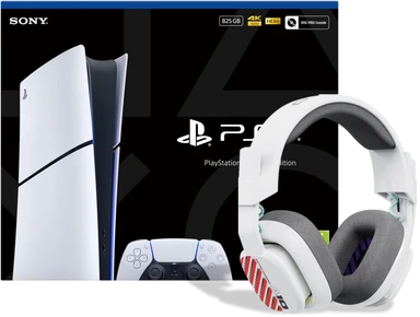 Sony PlayStation 5 Console - Digital Edition - Slim version + LOGITECH ASTRO A10 Gen2 Wired Gaming Headset Bundle - White