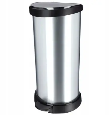 Curver Decobin - Afvalemmer - 40 liter - Zilver metallic - Premium opbergoplossing, duurzaam kunststof, moderne huisorganisatie