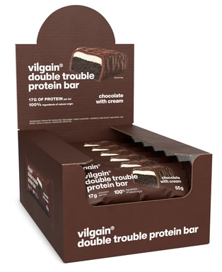 Vilgain Double Trouble Protein Bar Double Chocolate with Cream - 12 x 55g