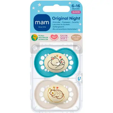 MAM Original Pacifier Night Silicone (6-16 Months) 2 Pieces