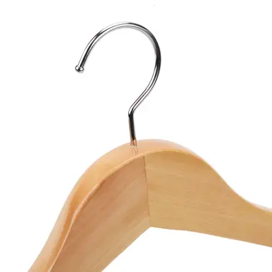 6 Pack High-Grade Solid Wooden Suit Hangers, Natural Wood Finish, Wide Shoulder for Suits, Coats & Shirts