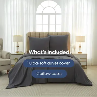 Meeallhome  Washed Brushed Duvet Cover Set 135*200cm/50*75cm*1 Dark Gray