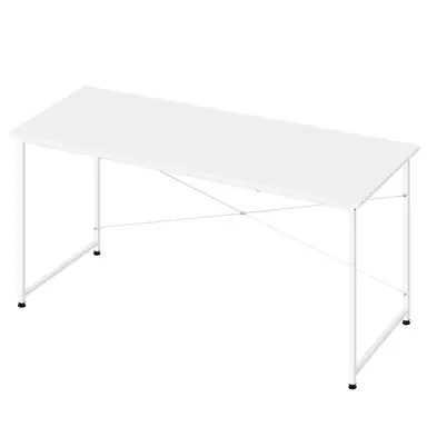 WOLTU Computertisch, Büroschreibtisch, 140x60 cm, Tisch, Schlafzimmer, Arbeitsplatz, Metallrahmen, skandinavischer Schreibtisch, Holzwerkstoff, Weiß