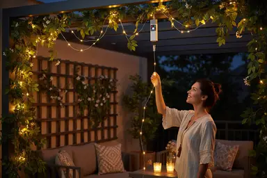 10 meters 100 lights, 2 lines, Leather wire lamp  3V, 800 mAh 18650 lithium battery, three-speed timing, eight-function flashing, with remote control, USB charging, warm white