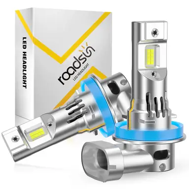 Roadsun CSP LED-Chips H11 H9 Scheinwerferlampen H8 Nebelscheinwerferlampen, 5x Helligkeit, 6500 K Kaltweiß, mit 16.000 U/min Lüfter, Plug & Play, 1:1-Design, polunabhängig