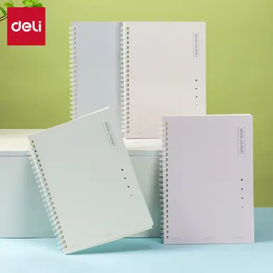 Deli Spiral Notebook, A5 (148x210mm), 80 Sheets/160 Pages, 70gsm - Perfect for Students, Office & Journaling，Clear Tone Series，4-Pack