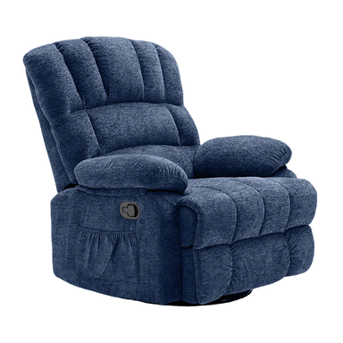HONEYOU Swivel Recliner Chair, OKIN Frame Recliner, Oversized 360° Rocker Chairs, Rocking Recliner Chair, Overstuffed Manual Glider Recliner, Single Sofa for Living Room, Bedroom，Blue