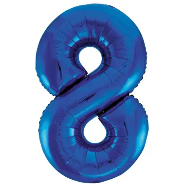 Unique Party Giant Number 8 Balloon, Blue, 86cm