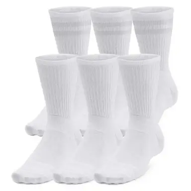 Under Armour Essential Unisex 6-Pack Crew Socks - White/Halo Gray
