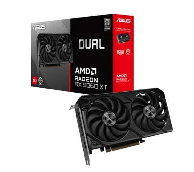 ASUS Dual Radeon RX9060XT 16GB GDDR6 Gaming-Grafikkarte (AMD Radeon RX9060XT, AMD RDNA 4-Architektur, 2,5-Slot-Design, Dual-BIOS, PCIe 5.0, 1x HDMI 2.1b, 2x DisplayPort 2.1a, DUAL-RX9060XT-16G)