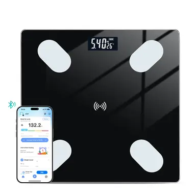 Sparoma ADL-26 Balance Connectée Bluetooth, suivi avec application, multi-utilisateur, 2×AAA piles requises,180 kg max - Noir 