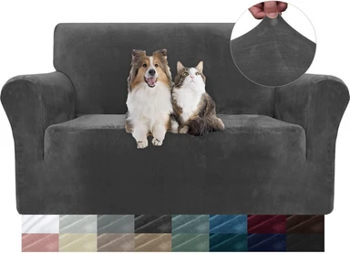 YSTYLE Stretch-Sofabezug, Couchbezug für Couch und Sofa, Möbelschutzbezug für Sofa mit elastischem Boden, 2-Sitzer, YHR, Grau