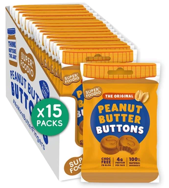 Superfoodio - Original Peanut Butter Buttons - 15 x 20g