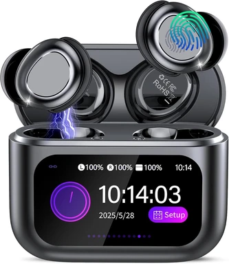 Bluetooth-Kopfhörer mit HiFi-Sound/5 EQ-Modi/ENC-Geräuschunterdrückung, kabellose Ohrhörer für Seitenschläfer