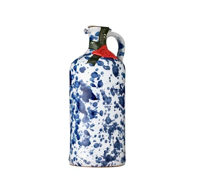 Puglian Extra Virgin Olive Oil in Blue Splatter Ceramic Bottle, 500ml