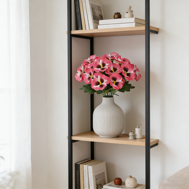 4 Stück 11 Zoll/28 cm  
Künstliche Stiefmütterchen Blumen Outdoor Kunstblumen Plastikpflanzen Künstliche Seidenblumen für Vorgarten, Fensterkasten, hängende Pflanzgefäß-Dekoration (rosenrot)